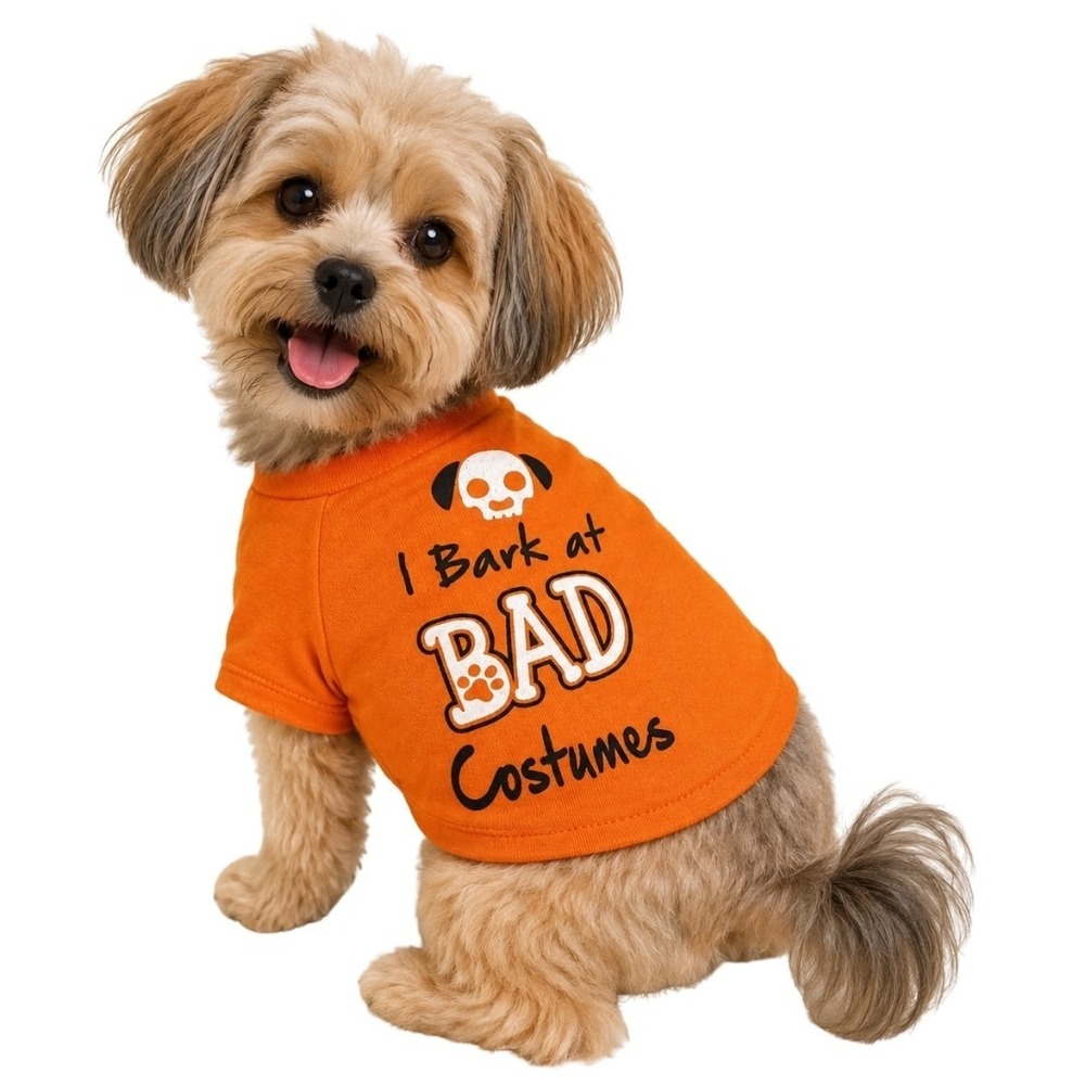 Dog Costume I Bark at Bad Costumes Orange Halloween Pet T-Shirt Small Bin Deal